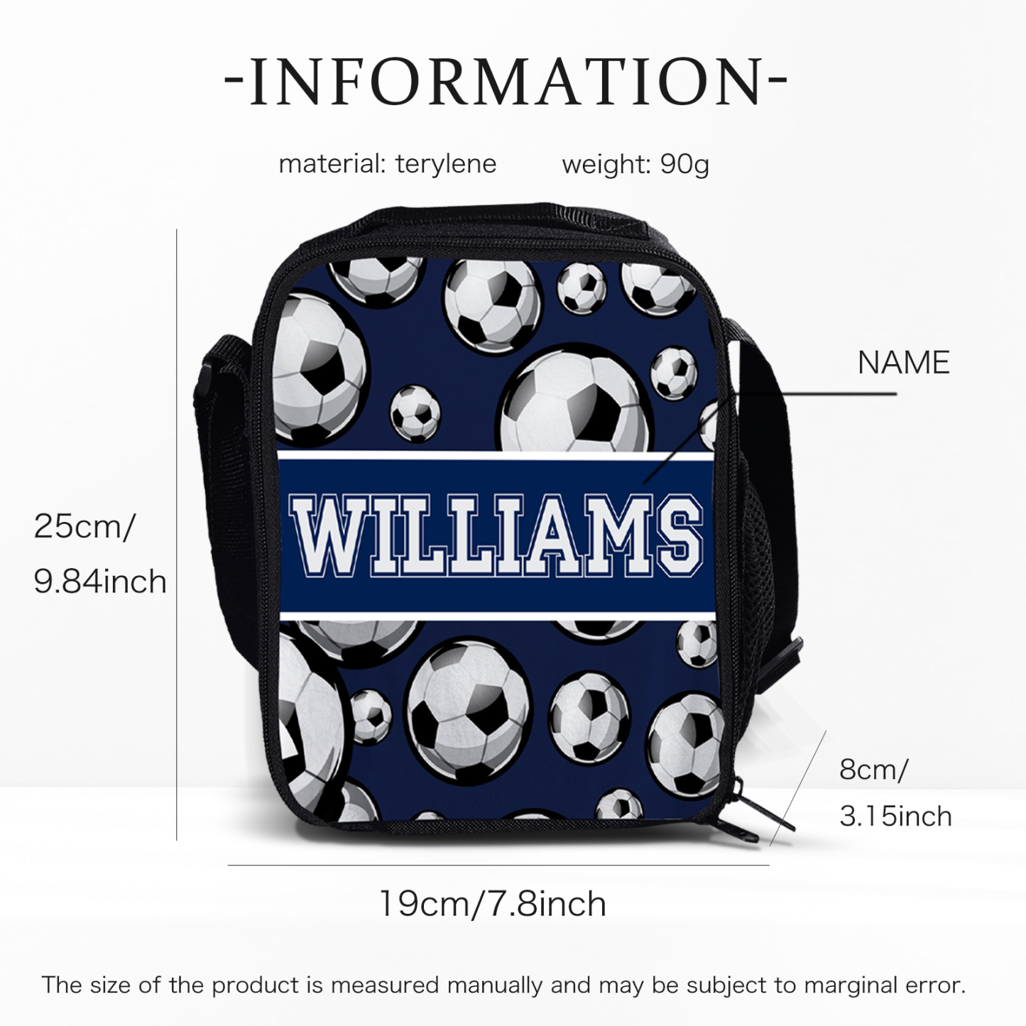 Custom Name Lunch Bag Personalised Football Pattern Lunch Box Gifts for Kids-Jessemade AU