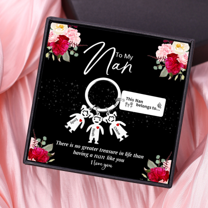 3 Names - Personalised Keychain with Kid Charms Engraved Names Keyring Mother's Day Gift for Mum/Nan-Jessemade AU