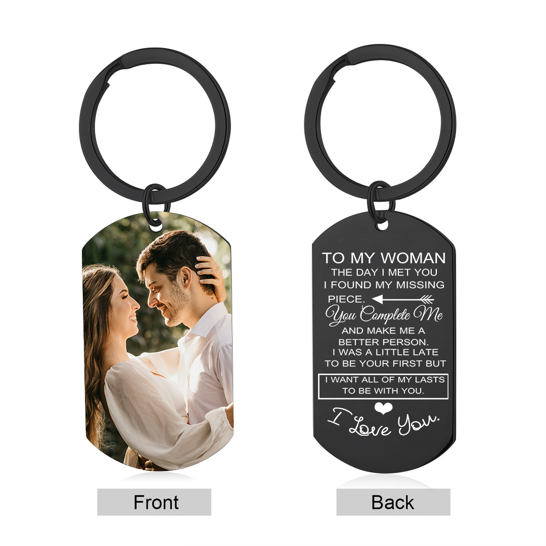 To My Man/Woman Custom Photo Keyring Couple Keychain Stainless Steel Keychain Valentine's Day Gift for Couples-Jessemade AU
