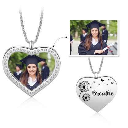 Personalised Graduation Necklace Custom Name & Photo Heart Pendant Necklace Gift for Her-Jessemade AU