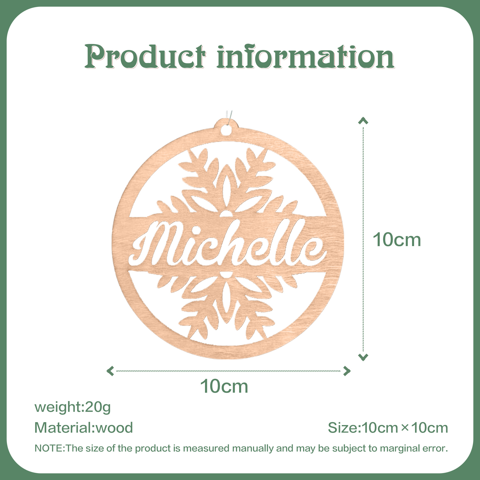 Customised Name Christmas Ornaments Snowflake Circle Ornament Personalised Gifts for Family Friends-Jessemade AU