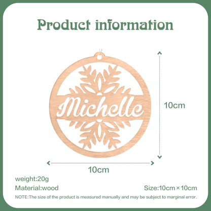 Customised Name Christmas Ornaments Snowflake Circle Ornament Personalised Gifts for Family Friends-Jessemade AU