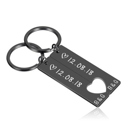 To My Man/My Love Heart Keychain Set Personalised Date Initial Keyring Matching Couple Gifts-Jessemade AU