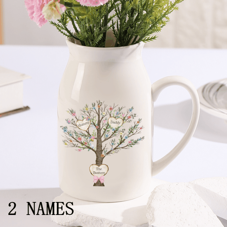 Personalised Ceramic Flower Vase Custom 2–8 Names & 1 Text Family Tree Vase Gift for Mother/Grandma-Jessemade AU