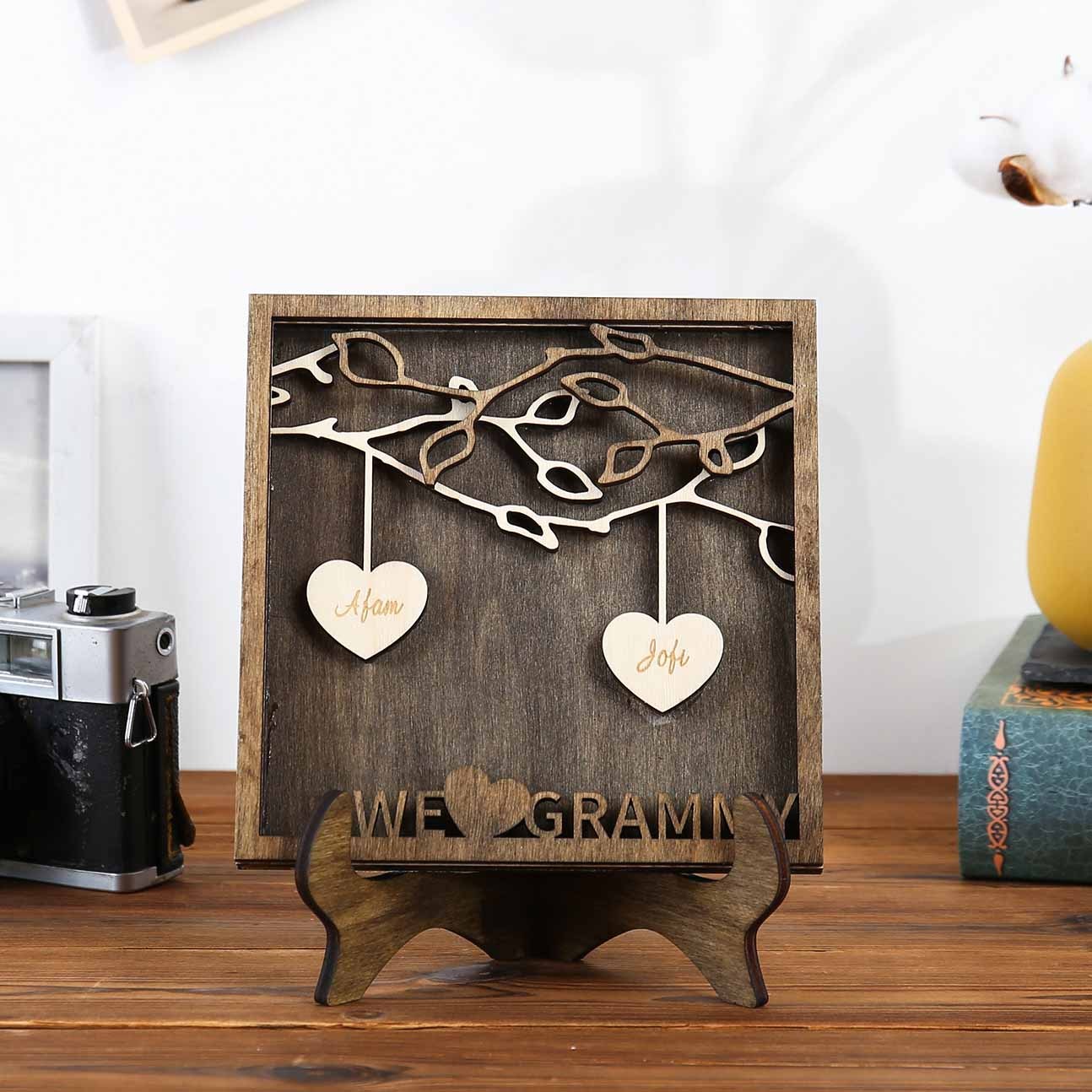 Custom Family Tree Sign Engrave 2 Names Wooden Family Frame Home Decor-Jessemade AU