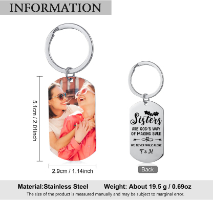 Personalised Sisters Photo Keychain Custom 2 Letters Keyring “Sisters Are God's Way Of Making Sure We Never Walk Alone”  Birthday Gift For Besties-Jessemade AU