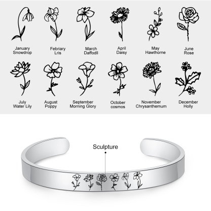 Personalised 6 Birth Flowers Women's Bracelet-Jessemade AU