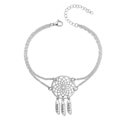 Personalised Dream Catcher 3 Names Bracelet For Ladies-Jessemade AU