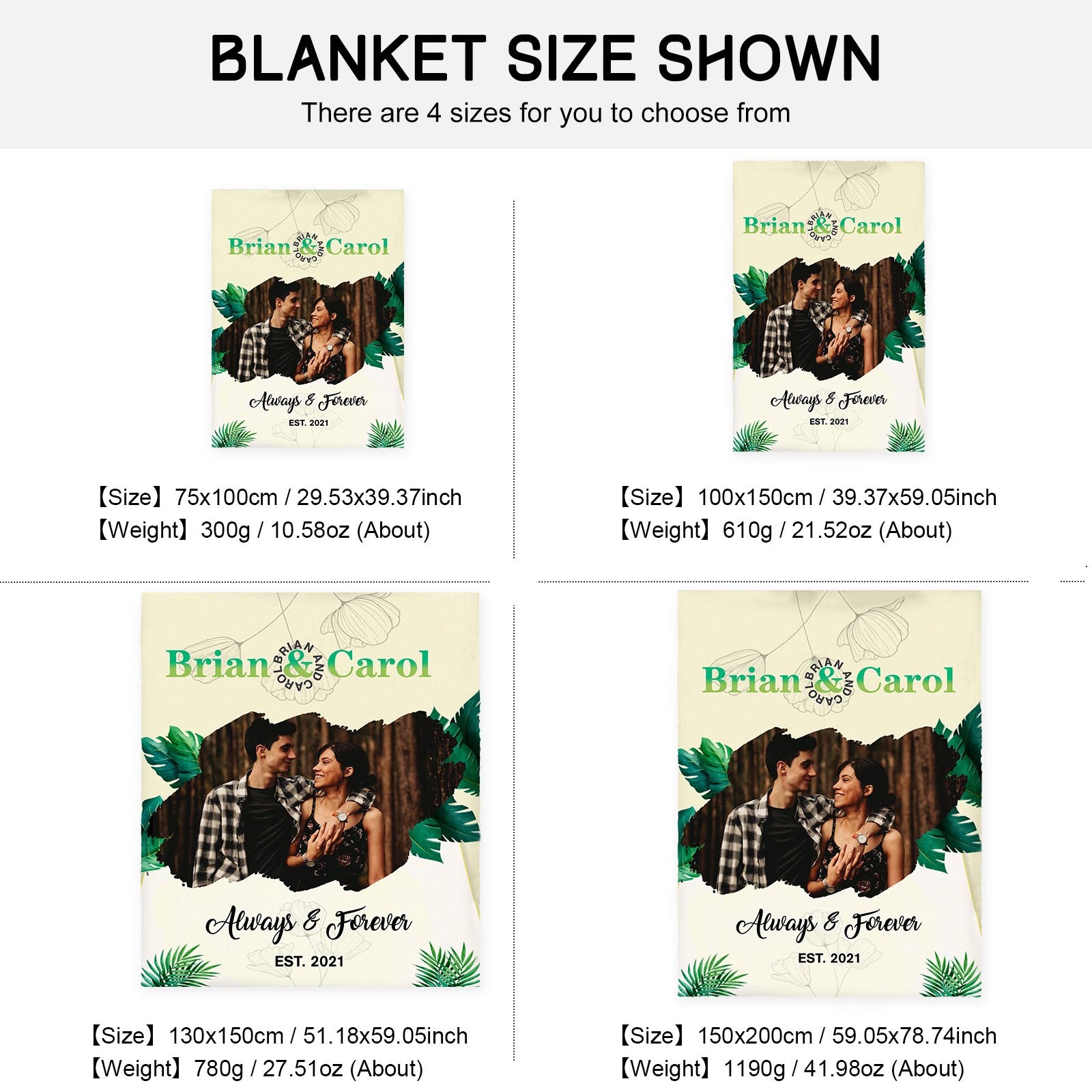 Personalised Couple Blanket Engrave Photo Forever & Always Sweet Gift For Her-Jessemade AU