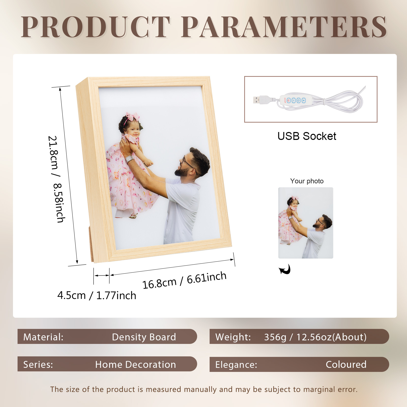 Custom Photo Night Light Frame Changeable Colour Lamp Personalised Gifts Home Decor-Jessemade AU