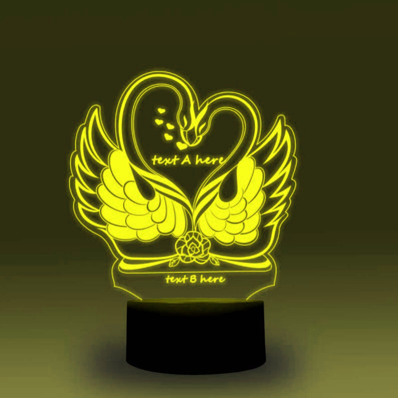 Personalised 7 Colours Changing Night Light Custom Name Swan LED Lamp Gifts For Couple-Jessemade AU