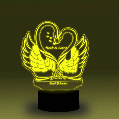 Personalised 7 Colours Changing Night Light Custom Name Swan LED Lamp Gifts For Couple-Jessemade AU