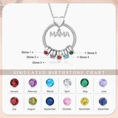 5 Names - Personalised Mama Circle Pendant Necklace Custom Names & Birthstones Necklace Mother's Day Gifts-Jessemade AU