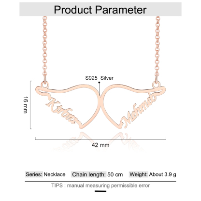 Personalised Wings Necklace Custom 2 Names Necklace Gift For Women-Jessemade AU