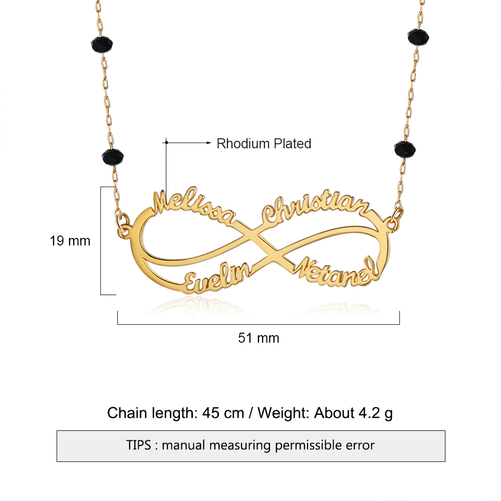 Personalised Infinity Necklace Custom 4 Names Necklace Gift For Women-Jessemade AU