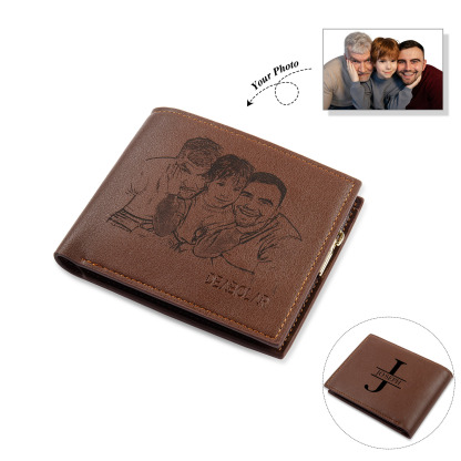 Personalised Mens Wallet Custom Photo & Name & Letter Billfold Wallet Gift for Grandpa