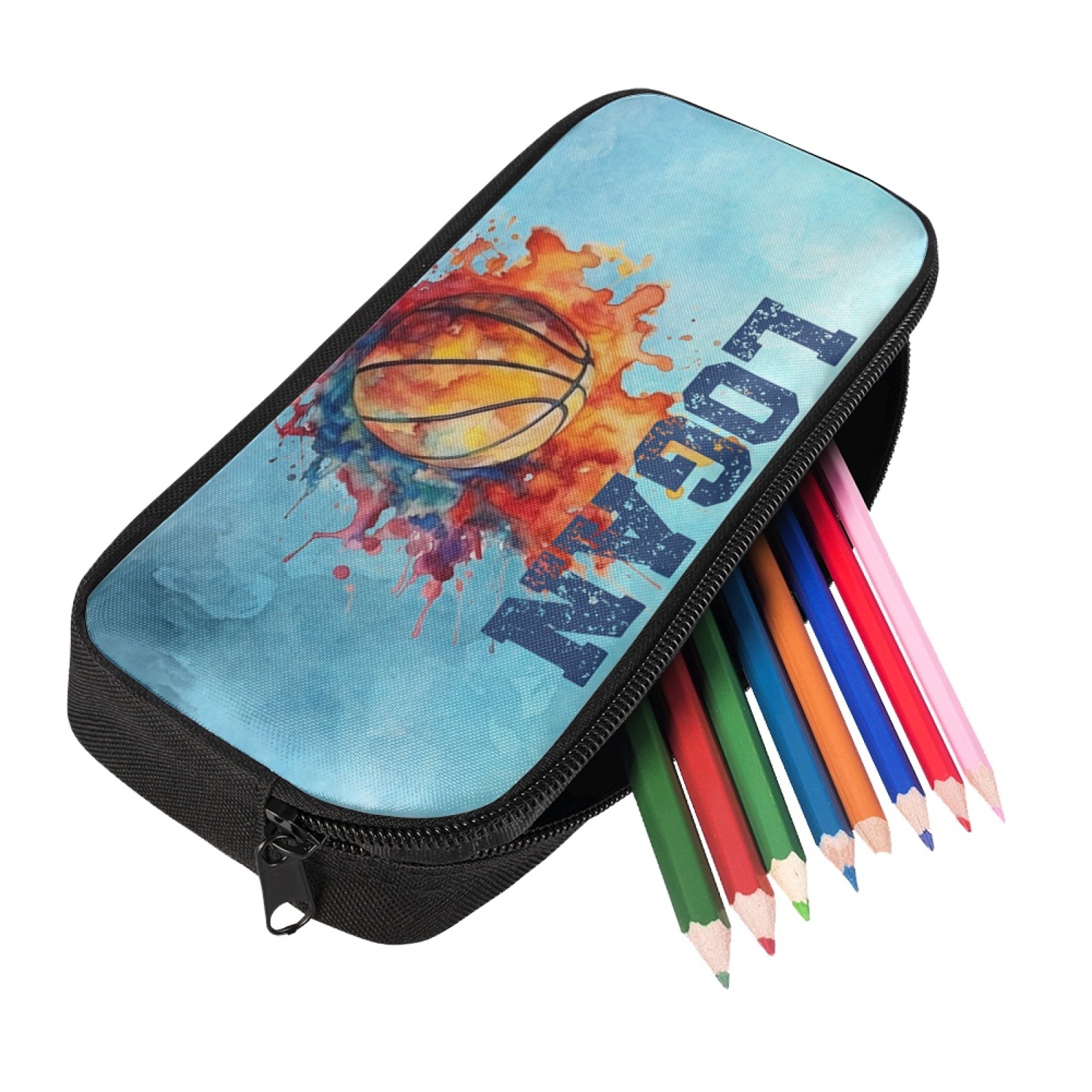 Personalised  Name Pencil Case Basketball Pen Bag Zipper Back to School Gifts for Student-Jessemade AU