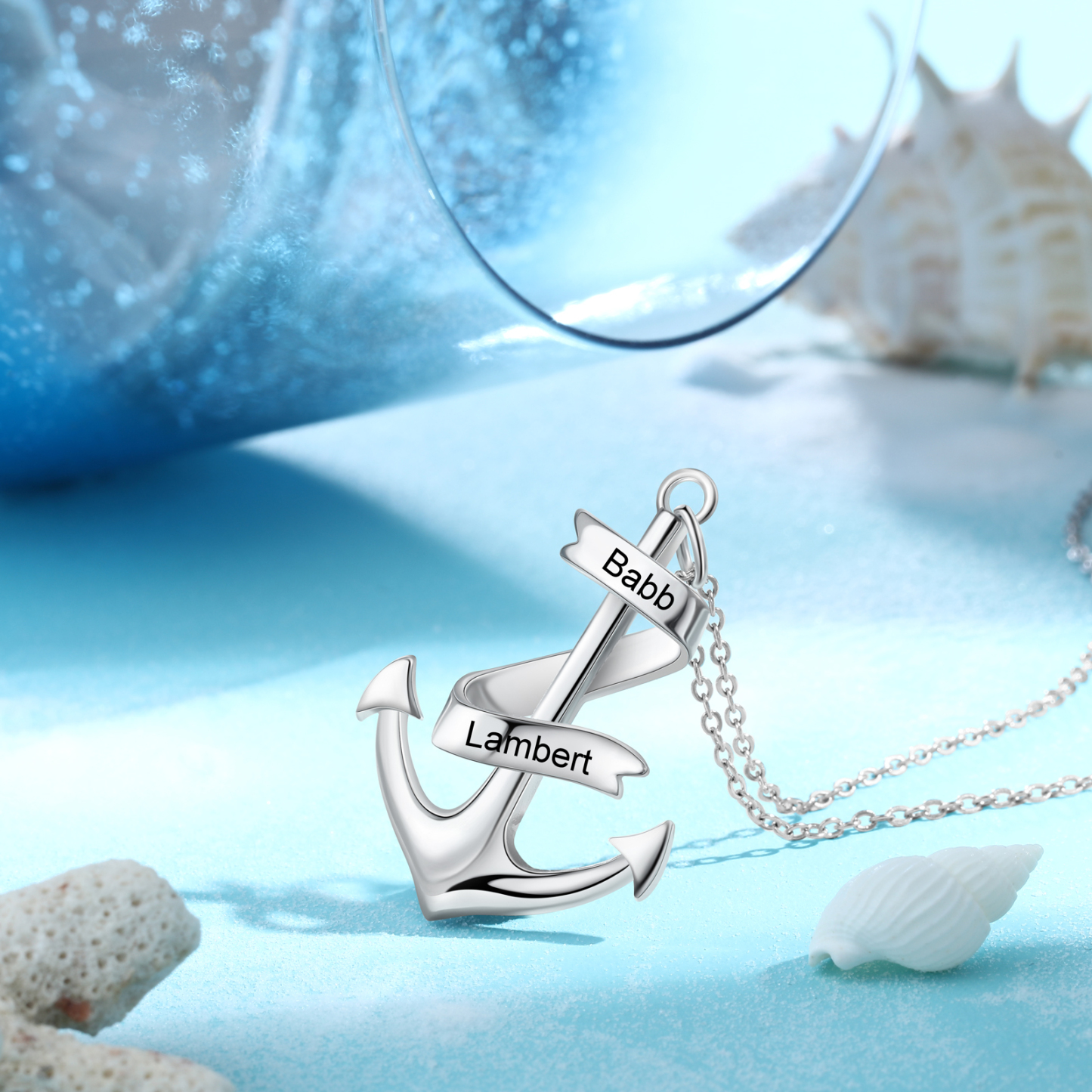 Personalised Pirate Ship Anchor Necklace Engrave 2 Names Necklace For Dad-Jessemade AU