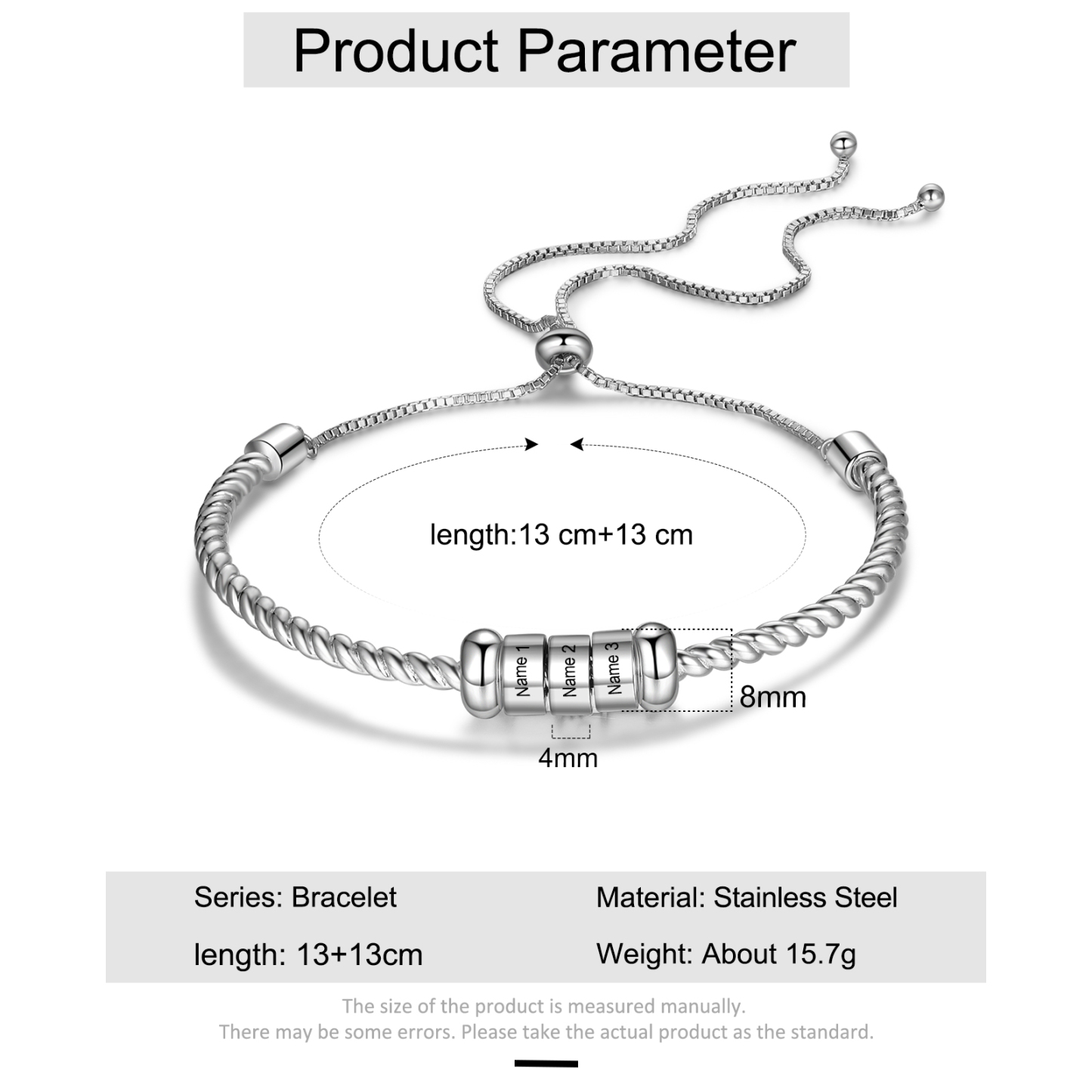 Personalised 3 Names Women's Bracelet With Beads-Jessemade AU