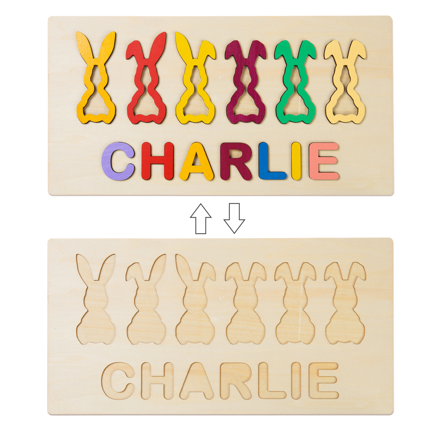 Jessemade Easter Bunny Name Puzzles Personalised Educational Toys for Toddlers Children Gifts-Jessemade AU