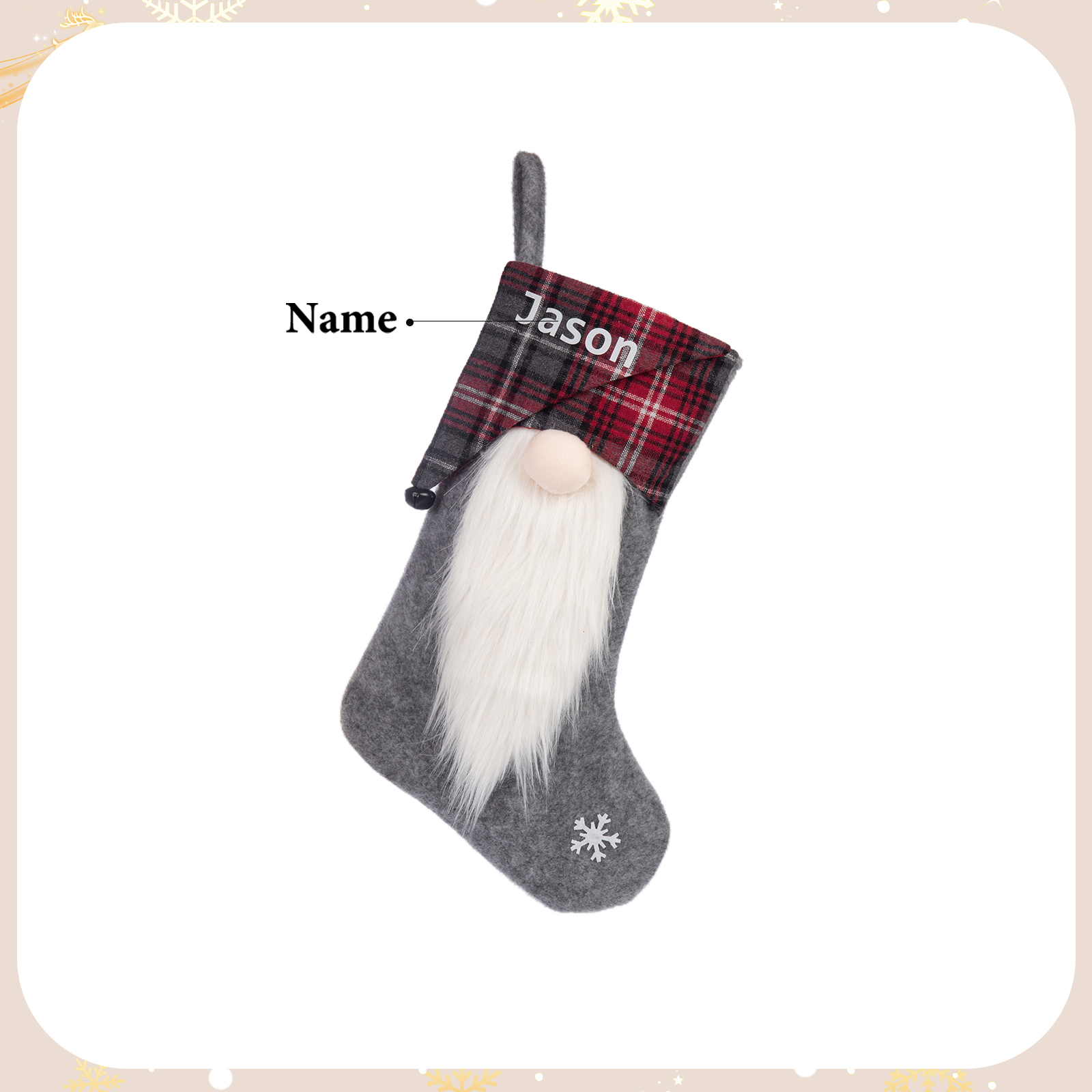 Custom 1 Name Christmas Stocking Ornaments Gray Christmas socks Personalised Christmas Gifts for Family Friends-Jessemade AU