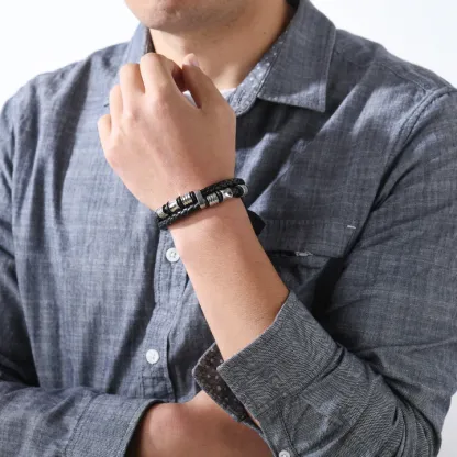 To My Dad, Inspirational Leather Bracelet Bangle with Message Card Gifts For Him-Jessemade AU