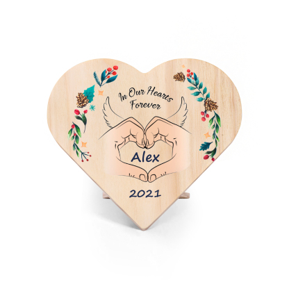 In Our Hearts Forever Memorial Wooden Heart Keepsake Desktop Ornament-Jessemade AU