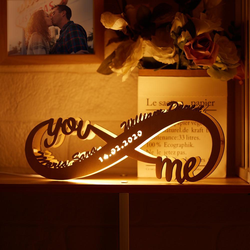Custom Infinity I Love You Night Light Engraved Wood Lamp-Jessemade AU