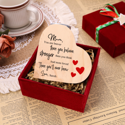 To My Mum Personalised Name Heart Candle Holder Wooden Candlestick "You are braver than you believe"-Jessemade AU