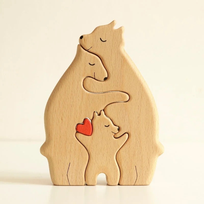Personalised Wooden Bears Family Puzzle Custom 2 Names Gifts for Family-Jessemade AU