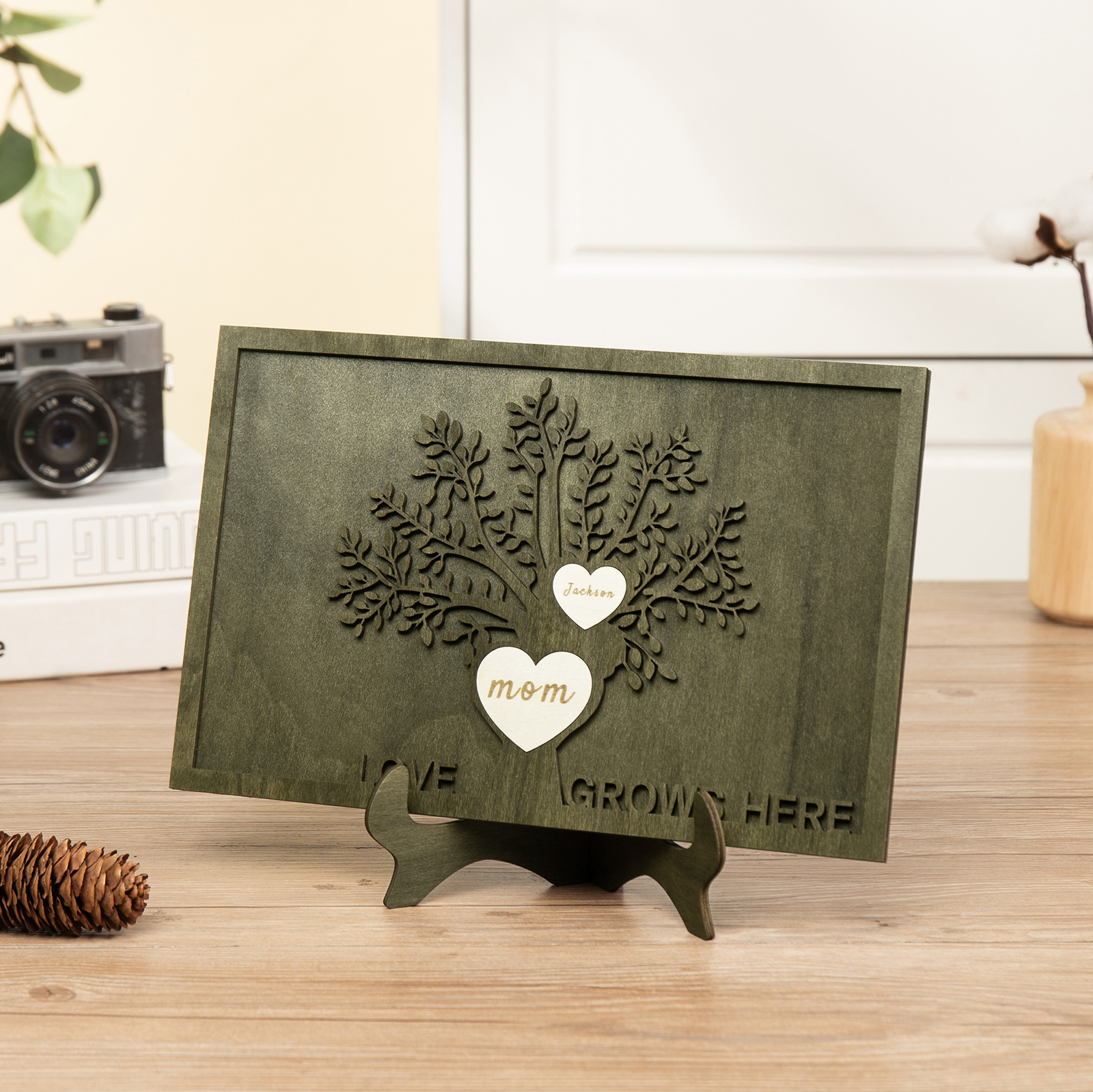 Family Tree Wood Frame Personalised Family Tree Sign Custom 2 Names Plaque-Jessemade AU