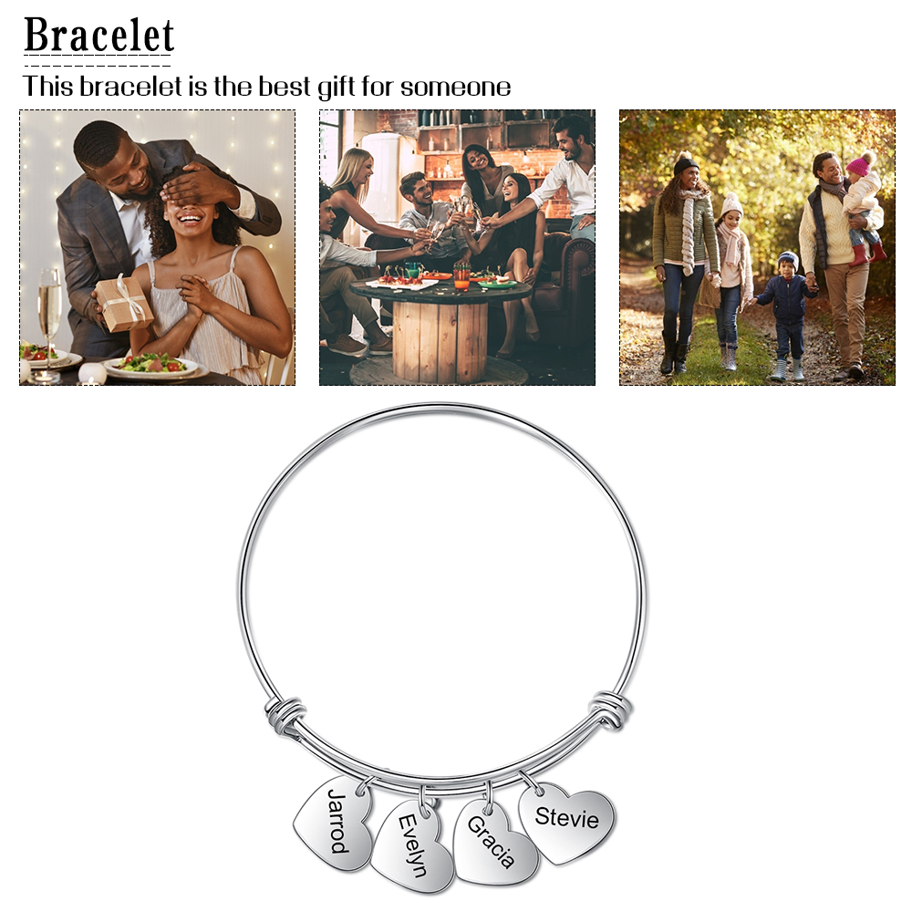 Jessemade Personalised 4 Names-Hearts Bracelet For Her-Jessemade AU