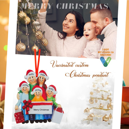 Personalised Family Of 5 Decorating Christmas Tree Ornament-Jessemade AU