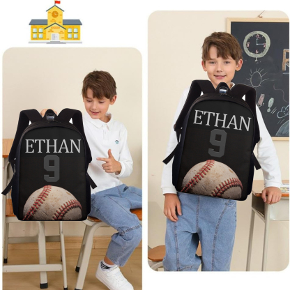 Custom Name and Number Backpack Personalised Baseball Schoolbag for Students-Jessemade AU