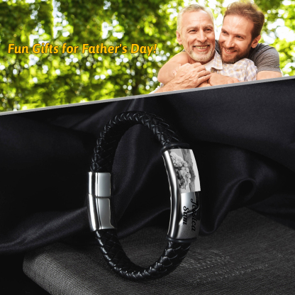 Personalised Photo Bracelet Custom Leather Men's Bracelet Bangle Gifts For Him-Jessemade AU