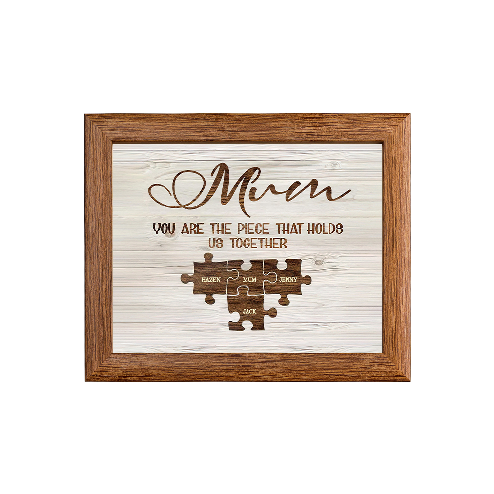 Personalised Mum Puzzle Picture Frame With Light Custom 4 Names Decor Gifts For Mother - You are the piece that holds us together-Jessemade AU