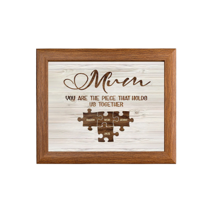 Personalised Mum Puzzle Picture Frame With Light Custom 4 Names Decor Gifts For Mother - You are the piece that holds us together-Jessemade AU