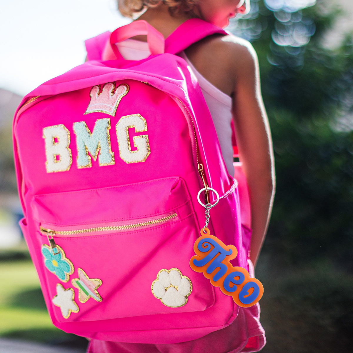 Customise 1 Name Keychain Orange Keychain Back to School Gifts for Kids-Jessemade AU