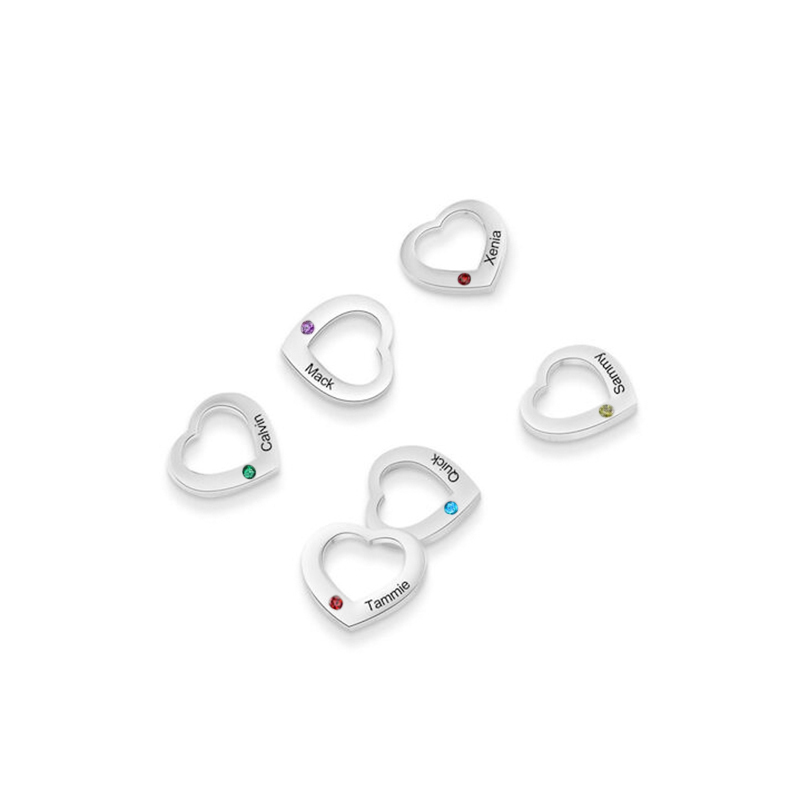 Engraved 1 Birthstone and 1 Name Heart Charm for Bracelet-Jessemade AU