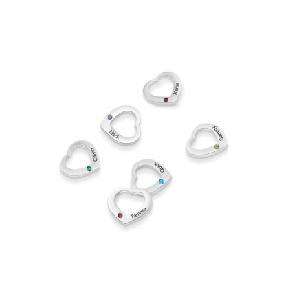 Engraved 1 Birthstone and 1 Name Heart Charm for Bracelet-Jessemade AU