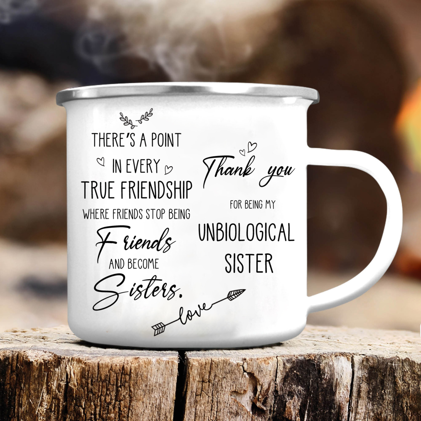Customised Photo Mug Enamel Cup "Thank You For Being My Unbiological Sister" Personalised Gifts for Besties/Friends-Jessemade AU