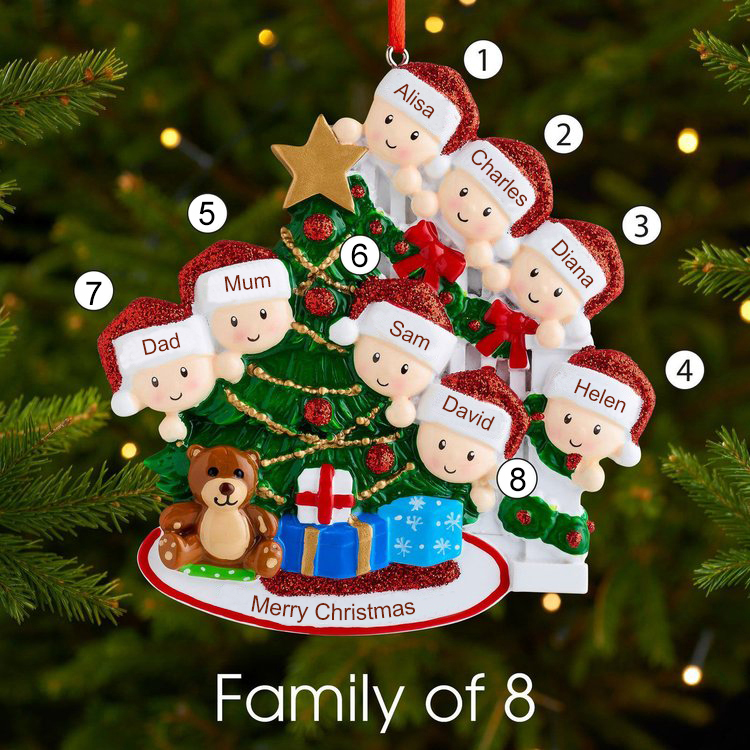Personalised Family Christmas Ornament Custom 5 Names Hanging Ornament Gifts For Family-Jessemade AU