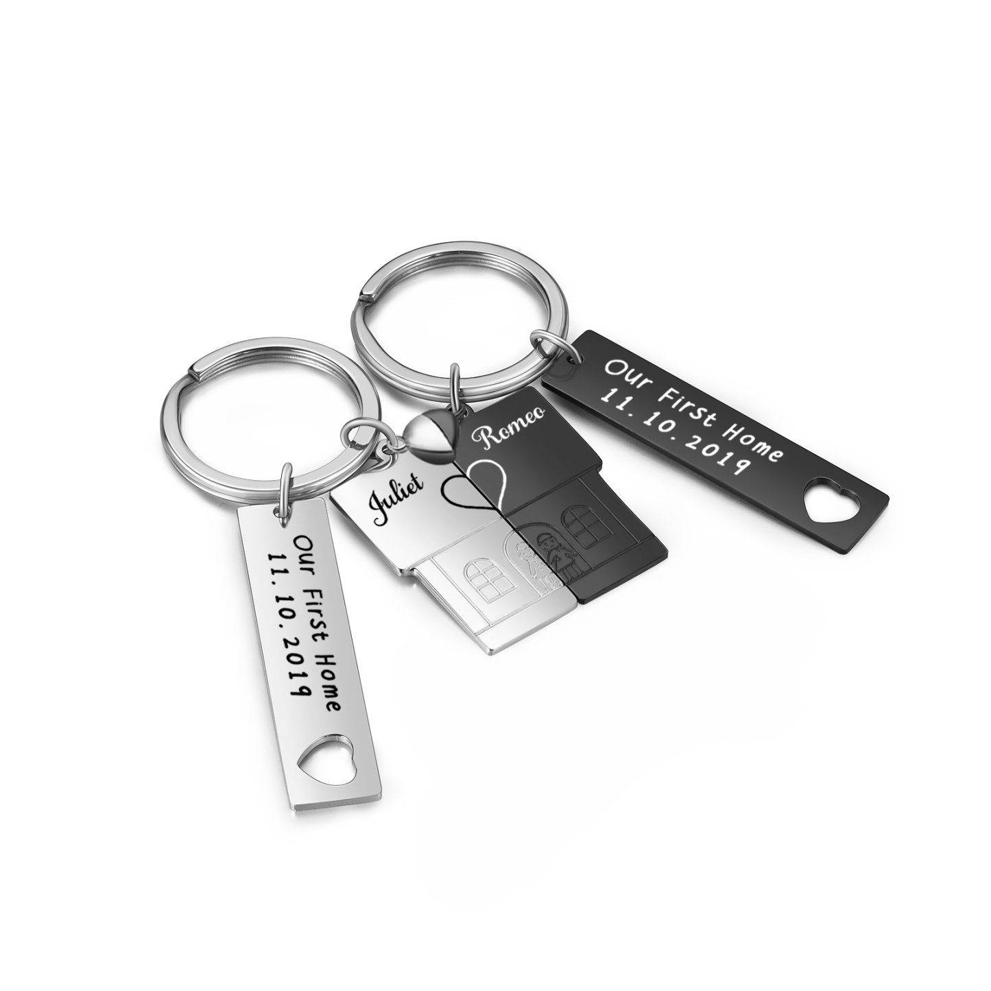 Personalised New Home Keychain Customised 2 Names & Texts Keyring Matching Gifts for Couple-Jessemade AU