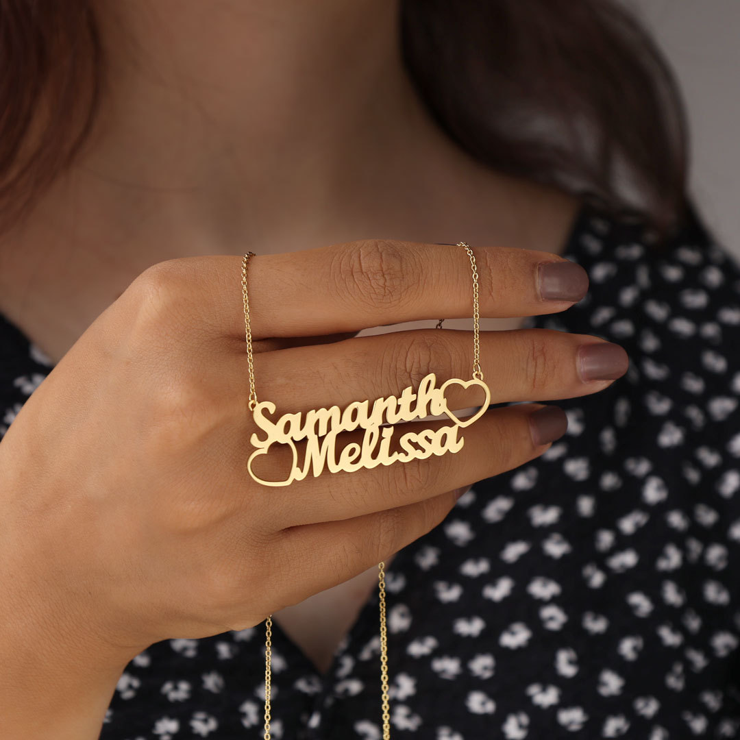 Personalised Heart Necklace Custom 2 Names Necklace Gift For Women-Jessemade AU