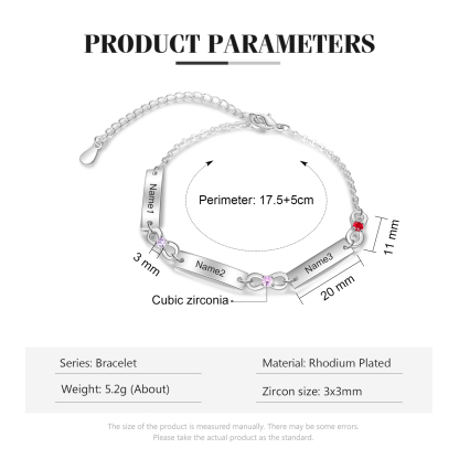 Custom Infinity Bracelet with Birthstones Engraved 3 Names Gifts for Mom-Jessemade AU