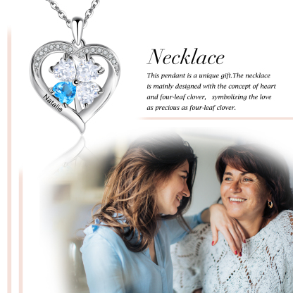 Personalised Heart Necklace with 1 Birthstone Engrave Names Family Necklace for Mom-Jessemade AU