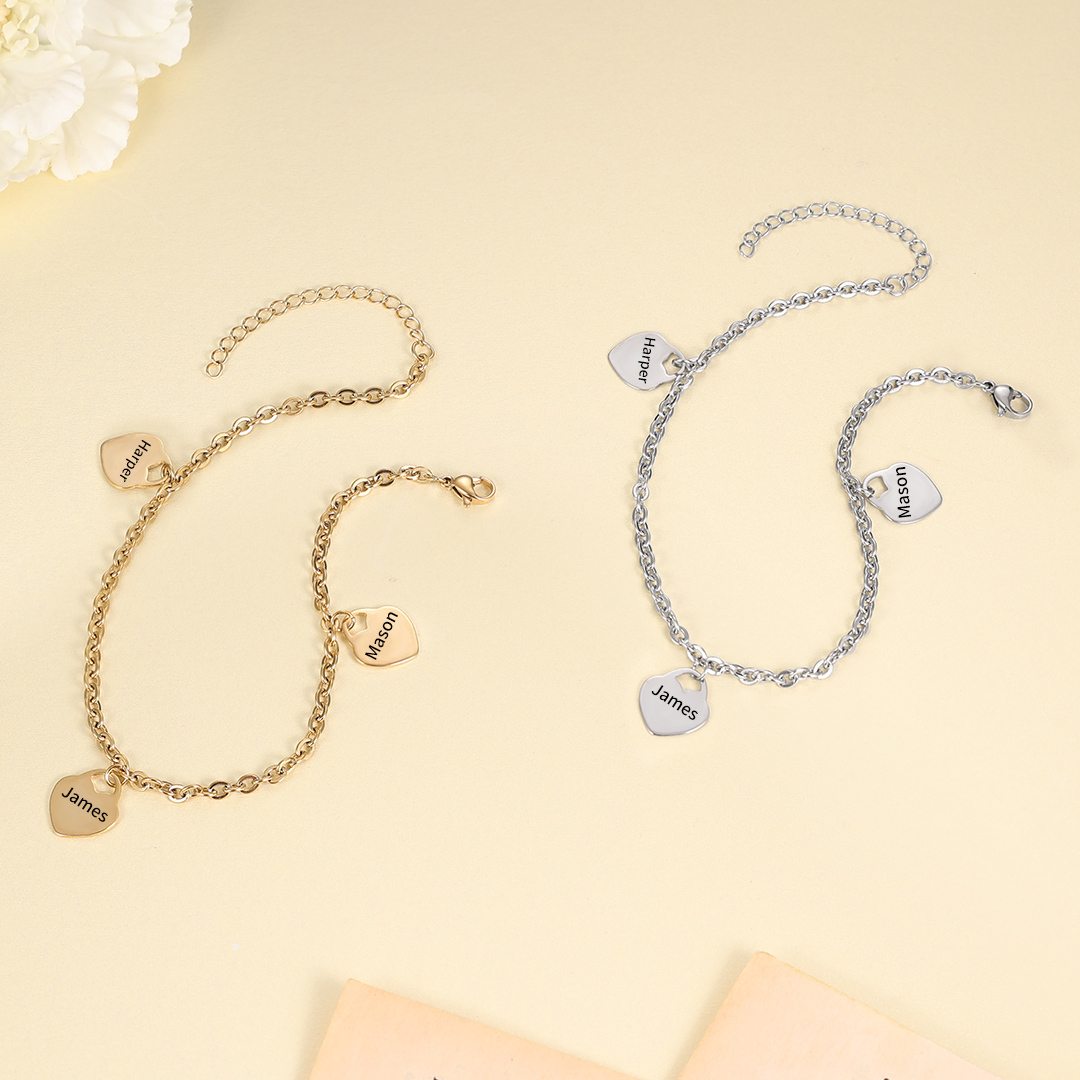 Personalised Heart Anklet With 3 Names For Her-Jessemade AU