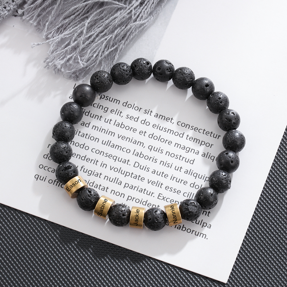 Father'day Grey Tiger Eye Men's 4 Names Bracelet-Jessemade AU