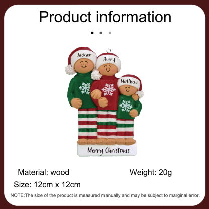 3 Names - Personalised Christmas Ornaments Custom Text Wooden Xmas Ornaments Gifts for Family Friends-Jessemade AU