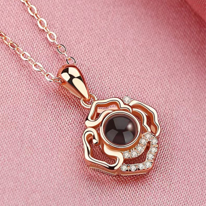 Personalised Rose Flower Projection Necklace Custom Photo Necklace Creative Gift-Jessemade AU